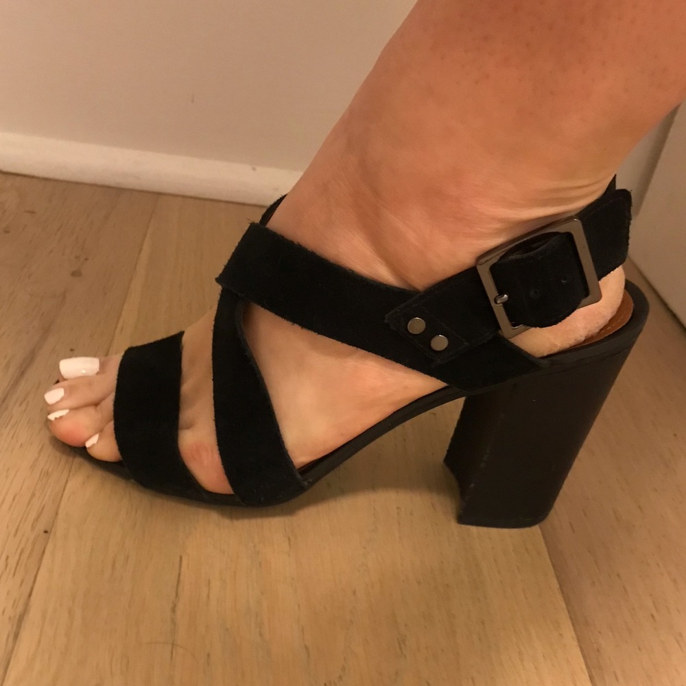 Black strapped heels